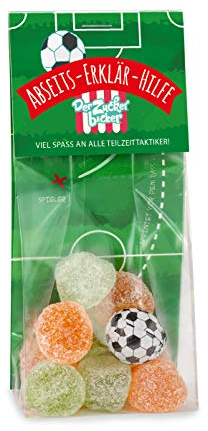 Abseits-Erklär-Hilfe - Naschbeutel mit Fruchtgummi und Kaugummi-Fußball, tolles Geschenk für Fußball-Fans