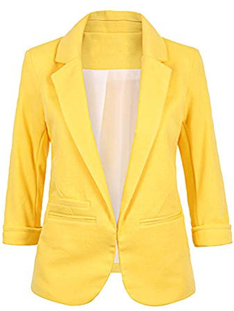 Femme Veste De Tailleur Slim Manteau Court Blazers Jaune XXL