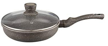 rukauf HQ Pfanne (TIEF) mit Glasdeckel - Antihaft Granit Keramik-Beschichtung (28cm)