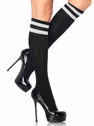 Leg Avenue Womens Athletic Knee Socks, Black/White, O/S