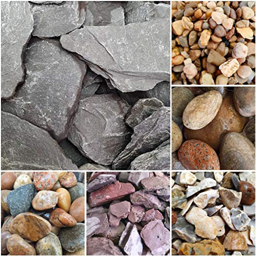 Elixir Gardens Decorative Coloured Stones Pebbles Cobbles Slate Paddlestones Gravel Chippings Aggregate Various Sizes 1kg-1000kg | (5kg, Blue Slate 20-80mm)