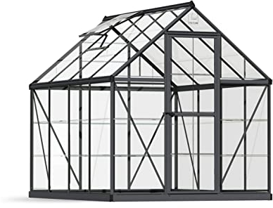 Canopia by Palram Gewächshaus klein Harmony 6x8 Treibhaus 247x185 cm Aluminium Grau Tomatenhaus Polycarbonatplatten UV-beständig