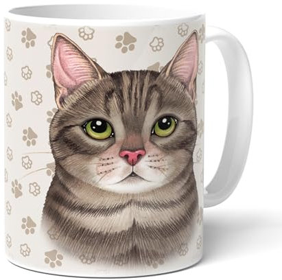 GATO GRIS - Taza de café y té Divertida taza con frase y motivo de gato. Café perfecto en una gran taza. Bonito regalo para todos los amantes de los gatos.