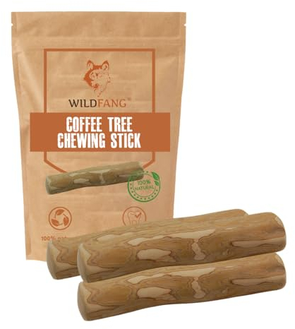 Wildfang® Kaffeeholz für Hunde – natürliches, unzerstörbares Kauspielzeug aus Kauholz für Aggressive Kauer & Welpen im Zahnwechsel, Zahnpflege Spielzeug Hund, Größe M (15–25 kg), 3er-Pack