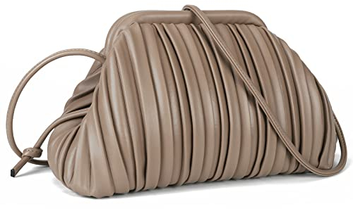 GLITZALL Clutch-Geldbörse und Knödeltasche für Damen, Designer-Handtasche und gerüschte Tasche mit abnehmbarem Schulterriemen, Taupe, Schick, abnehmbar, stilvoll