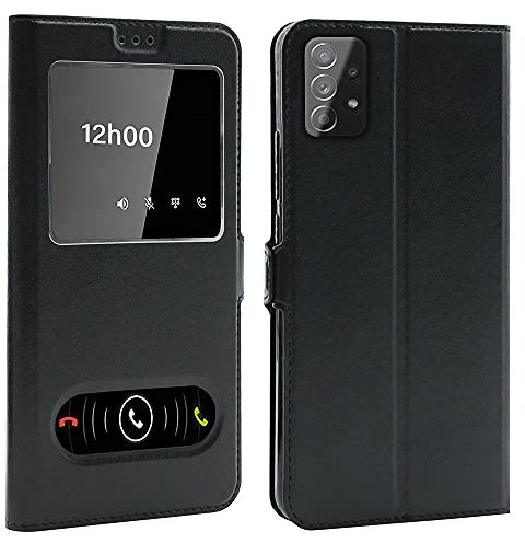 CEKA TECH Schutzhülle für Samsung Galaxy A52 (6,5 Zoll), mit Sichtfenster, Schwarz