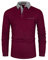 GHYUGR Men's Polo Shirt Long Sleeve Contrasting Plaid Splice Golf Tennis T-Shirt,Red,M