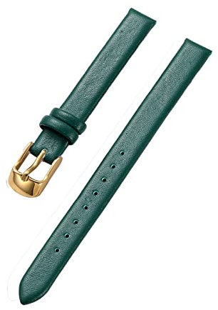 Sjzwt Armband Rindsleder Echtes Leder 8-22mm Glatt Damen Herren Uhrenarmband mit Werkzeug, Grün Gold, 8mm