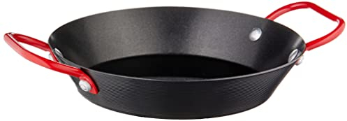 Imusa USA Paella Pan, 6, Black with Red Handles