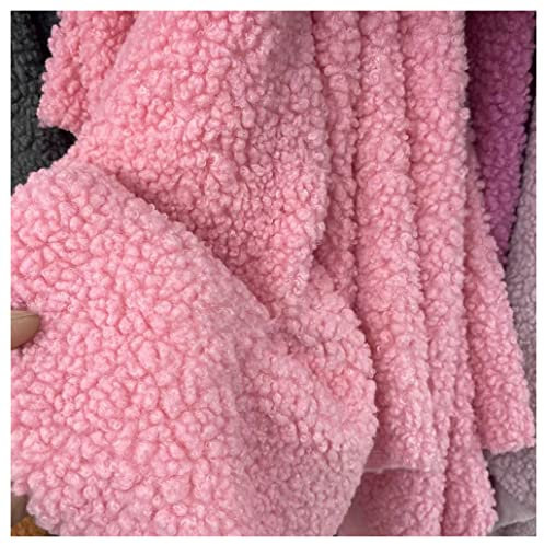 Ashtray-Hu Tissu en Sherpa Fausse Fourrure au Mètre Couleur Unie 160x50cm Tissu Polaire Fourrure Synthétique pour Couture, Jouets, Coussins, Costume, Bricolage, Colliers(Color:Rose)