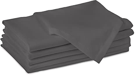 Encasa XO Baumwollstoffservietten | 6er-Set | Größe 43x43 cm | Grey Volltonfarbe | Waschmaschinenfest