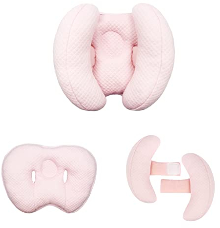 Blublu Park 2 in 1 Baby Travel Cushion, Banana Shape Adjustable Baby and Infants Neck Head Support Car Seat Insert Cushion for 3 to 12 Month, Pink