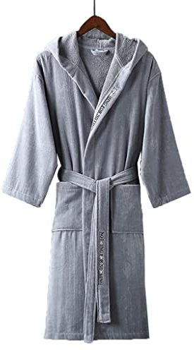 XUEMML Albornoces De Hotel Unisex,ropa Mujer Toalla,albornoz De Rizo 100% Algodón, Bata De Spa, Piscina, Suave, Ligero, Absorbente, Batas Unisex Para Hombres Y Mujeres (Color : Light grey, Size : L)