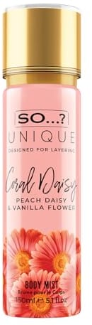 So…? Unique Womens Vegan Coral Daisy Body Mist Fragrance Spray 150ml