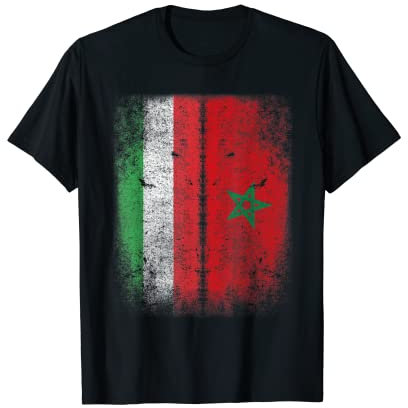 Bandiera Italia Marocco Italiana Marocchina Maglietta