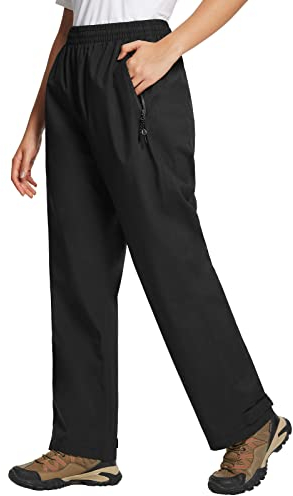 baleaf Regenhose Damen Wasserdicht 10000mm H2O Atmungsaktiv Überziehhose Leichte Wanderhose Trekkinghose Winddicht Fahrrad Outdoor Trekking Schwarz M