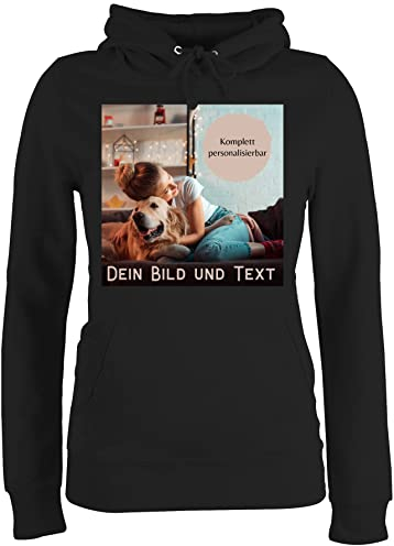 Pullover Damen Hoodie Frauen - eigenem - Foto Bild Geschenk I Dein Bild und Text - L - Schwarz - selber gestalten personalisierte muttertagsgeschenke selbst drucken Photo Hoody eigenes Pulli
