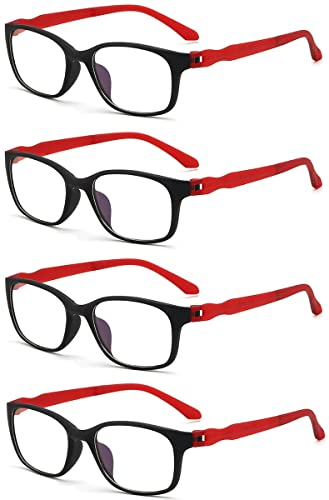 Eyglajdd Lesebrille für Herren Damen Matt Finish,TR90 leicht Lesehilfe Blaulichtfilter Brille 4er-Pack Rot +2,5
