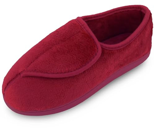 Git-up Zapatillas de Estar por Casa para Mujer Espuma de Memoria Antideslizante Invierno Cálido Cómodas Suave Algodón Pantuflas para Interiores y Exteriores Suela de goma, Rojo 7