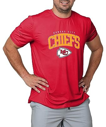 FOCO NFL Herren Offizielles Lizenzprodukt Arch Logo Kurzarm Performance Team T-Shirt, Kansas City Chiefs - Rot, XL