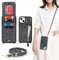 Zouzt for iPhone 13/14 Case with Cord and Card Holde, Zipper Wallet Case with Crossbody Lanyard Ring Adjustable Necklace Protective Cover Women for iPhone 13/14 6.1 Inch - Black Leopard