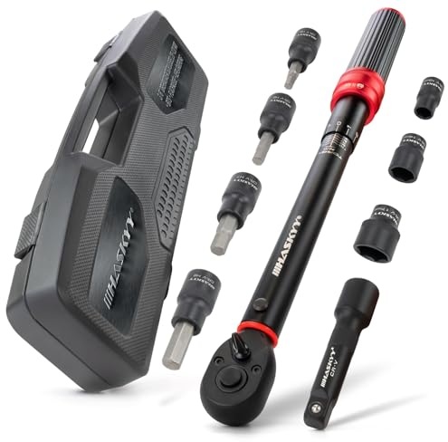 Clé dynamométrique 3/8 20-120 Nm Douilles plates 10 14 17 mm Embouts H5 H6 H7 H8 H10 Torx T40 T45 T50 avec adaptateur d'extension pour vélo, moto électrique