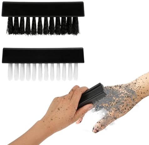 Amaxiu Hand Nail Brush for Cleaning Fingernails, Durable Nylon Firm Stiff Scrub Bristles Nail Scrubber Brushes for Men Mechanics Gardeners Scrubbing under Fingers Foot Toes(2 Pack, Black+White)