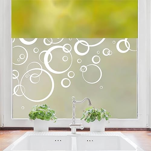 Wandtattoo Loft Sichtschutzfolie Fenster mit Seifenblasen Motiv, Fensterfolie Blickdicht, Milchglasfolie Fenster, Fensterdeko Selbstklebende Folie, Fenster Dekoration, Sonnenschutz Fenster Klebefolie
