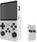 R36S - Consola de mano de videojuegos retro, pantalla IPS de 3,5 pulgadas, reproductor de vídeo, tarjeta TF de 64 GB, más de 10 000 juegos, sistema Linux de código abierto, blanco