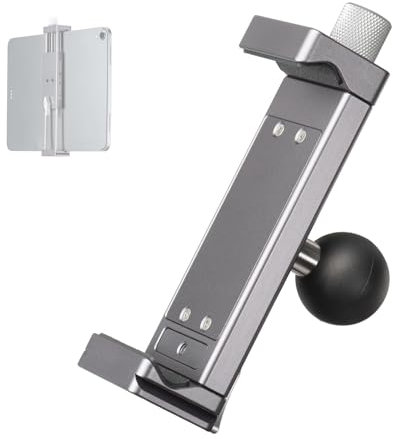 FANAUE PD-01ES Soporte Tablet Coche Compatible con RAM Mount B tamaño Brazo de Doble Enchufe, Rotación de 360° Soporte iPad Salpicadero, Soporte iPad Coche para 5,5-12,9 iPad teléfonos y Tablets.