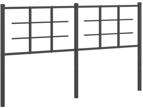 vidaXL Kopfteil Metall, Bettkopfteil mit ausgezeichneter Unterstützung, Metallkopfteil mit Metallbeinen, Betthaupt für Schlafzimmerbett Doppelbett, Schwarz 150cm