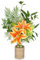 Hollyone Orange Künstliche Lilien mit Glasvase Falsche Tigerlilie mit Grünpflanze in Vase Kunstblume Lilie Moderne Heimdekoration Tafelaufsatz Vielseitig Hochzeit Tischdekoration