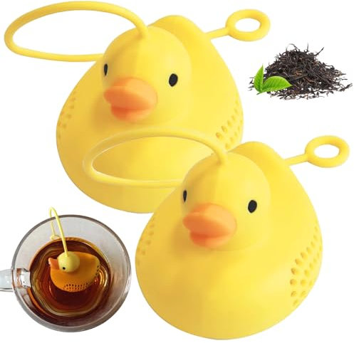 2pcs Tee Infuser Enten Tee Infuser Silikon Süßes Tee Infuser Food Grade Teesieger für lose Tee Hitzebeständige flexible wiederverwendbare Spülmaschine Safer Tee Steeper