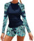 Owntop Women 2-Piece Rash Guard, Long Sleeve Swimsuits with High Waist Boyshort Bottom, Sun Protection Swim Shirt Rash Vest, UV UPF 50+ Bathing Suit, Swimming Surfing, Navy L
