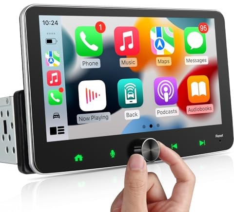 Android Autoradio 1Din Wireless CarPlay Wireless Android Auto Radio mit Bildschirm 7 Zoll 4G+64G Car Play Touch Display mit Bluetooth FM/AM RDS WiFi GPS Navi SWC EQ 1 Din