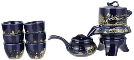 SHOWERORO 1ensemble Set De Thé Kung Fu Rétro Ensemble Pratique Pour Maison Et Bureau Avec Motifs Montagneux