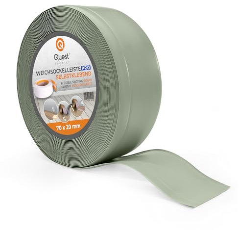 Quest Plinthe Souple - 70 mm x 20 mm - Plinthe en PVC de finition, Baguette de finition - Pour murs, sols – PVC, flexible, imperméable, décorative (Vert clair, 10m)