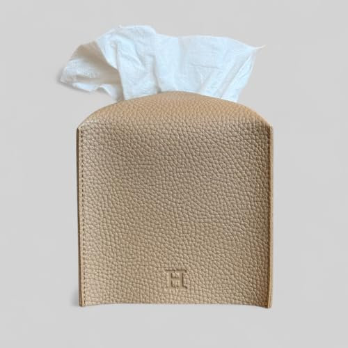 Cube Taschentuchbox, quadratisch, PU-Leder, Taschentuchhalter, Spender für Badezimmer, Tischplatte, Schminktisch, Büro (Beige)