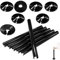 Apragaz Pipe Cover, 6 PCS Radiator Pipe Covers and 6PCS Pipe Collars, Black Radiator Pipe Hole Covers 200mm Long and 15mm Pipe Central Heating Clip On Covers