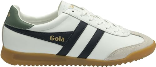 GOLA Unisex Torpedo Leather Sneaker, White/Navy/Sage, 46 EU