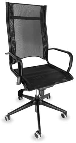 OFF LINE Ergonomischer Bürostuhl mit Lendenwirbelstütze, leise Rollen, Made in Italy, atmungsaktives schwarzes Netz und Rahmen mit Armlehnen aus lackiertem Stahl, hohe Rückenlehne (70 x 70 x 120 cm)