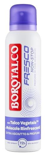Borotalco, Fresco No Stop Deodorant Spray - Aqualic Flowers, mit pflanzlichem Talkum und erfrischenden Molekülen, frische Formel mit erfrischenden Mikorkapseln, 72h Wirksamkeit, 0% Alkohol, 150 ml