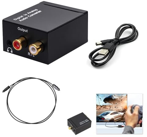 DAC Converter 192kHz, Digital to Analog Audio Converter, Optical to RCA Converter Toslink Coaxial to RCA L/R 3.5mm Stereo Output with 1m Optical Cable for HDTV DVD, PS3/PS4, Blu-ray Players HD Devices
