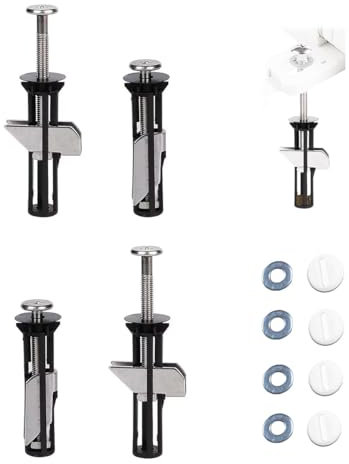 Garegce Toilet Seat Fittings, 4pcs Toilet Seat Screws, WC Universal Stainless Steel Top Fixing Toilets Seat Replacement Accessories Fastener Bolt Kit Maintenance, Easy to Install