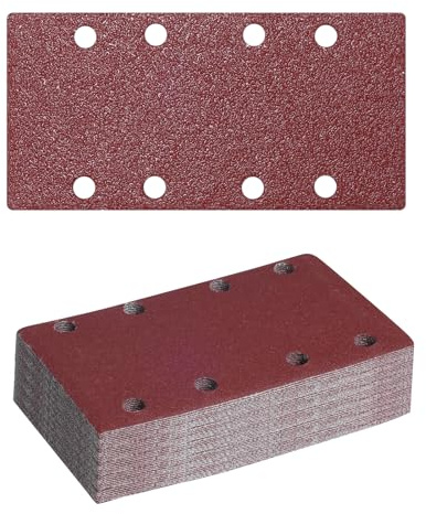Schleifpapier Set 50 Stück 80x133mm Klett 40/60/80/120/240 Körnung 8 Loch | Schleifpapier Klett für Schwingschleifer und Multischleifer, Schleifpad Geeignet für Holz, Metall und Kunststoff