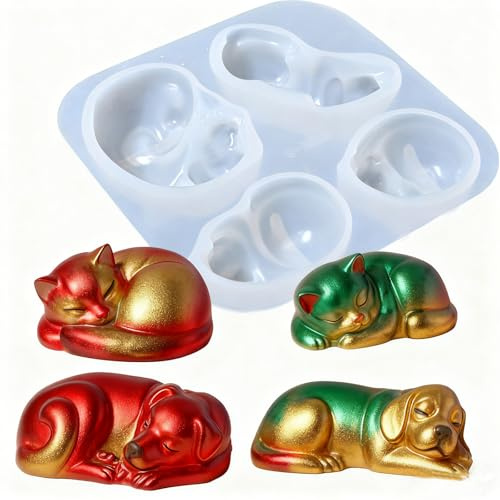 WYAHYQ Moules en silicone pour chats et chiens Moules en plâtre pour bougies et savons