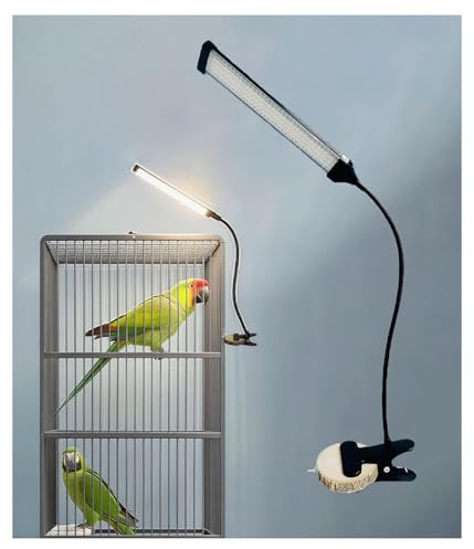 KINGYEENUO Vollspektrum LED Vogelkäfig Licht, Dimmbar & 3/9/12H Timer, 105 LED Perlen für Die Simulation der Natürlichen Umgebung, Sicher für Hakenvögel, Beleuchtung Combo Kit