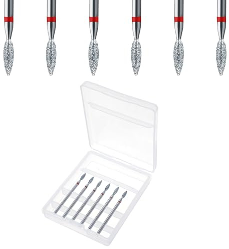 6 piezas de fresas de uñas para manicura y pedicura, punta de llama fina profesional para fresa de uñas, puntas de llama de acero inoxidable bits revestidas de diamante para cortaúñas