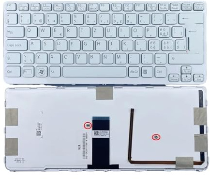 X psblty Tastiera retroilluminata svizzera for laptop, compatibile con Sony, VAIO, SVE 14 SVE14 SVS14 SVE14A SVE14A18ECH E14A18ECS E14A17ECP E14A17ECW, layout SW bianco