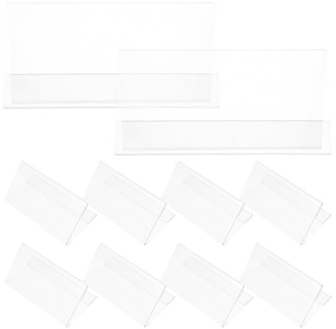 Milisten 10 Chevalets Porte-Nom en Pet, V, Transparents pour Bureau | Affichage Recto Verso, Résistance à Déformation, Réunions et Événements, Visibilité Claire Table